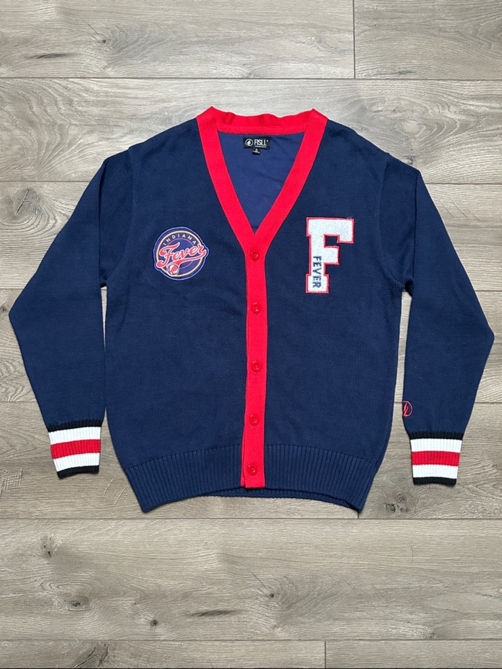 FISELL Indiana Fever Varsity Front Button Cardigan Red Blue Size Small